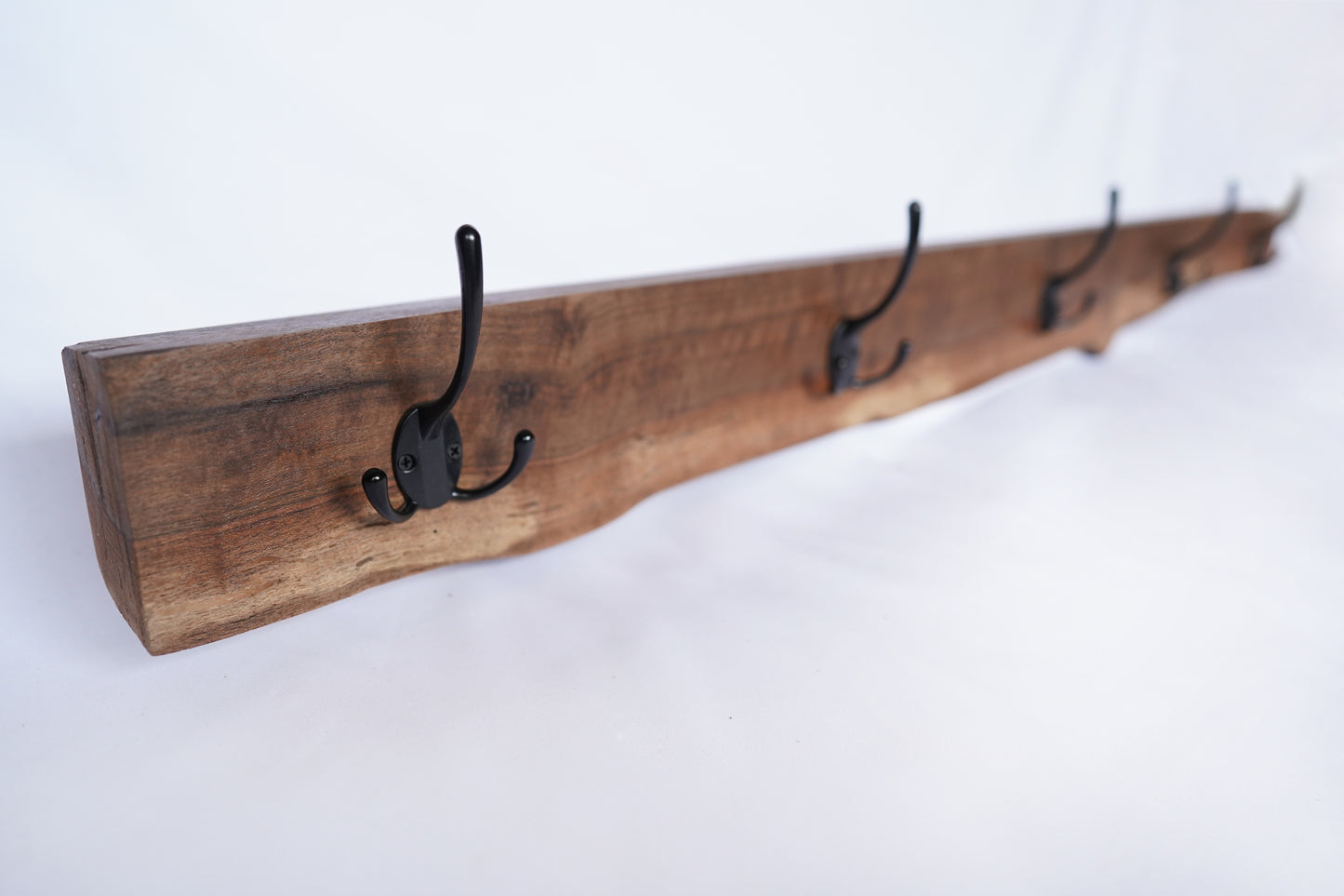 Black Walnut | Live Edge | Coat, Towel, Blanket Wall Hanging | Hand Rubbed Finish | Mudroom to Living Room Décor | Hangers included