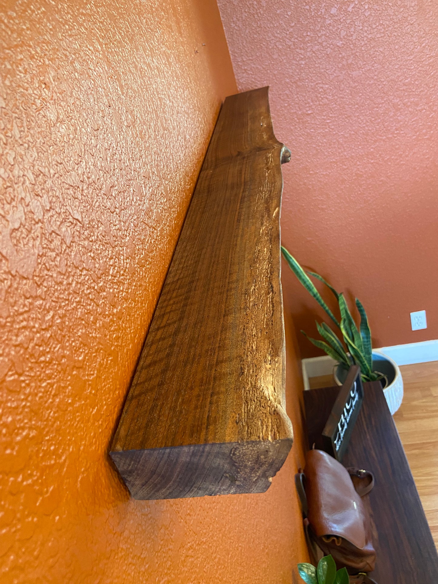 Live Edge Floating Shelf | Black Walnut | Heavy Duty | Kitchen, Bathroom, Bedroom, Office Shelves | Hardware Included