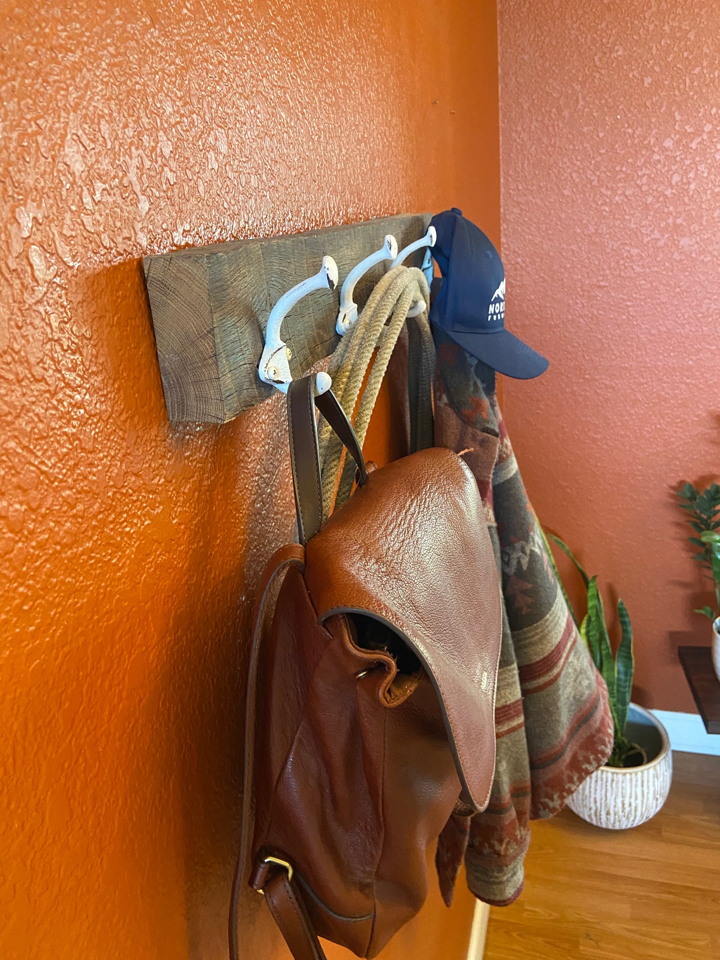 Reclaimed Lumber | Coat, Towel, Blanket Wall Hanging | Mudroom to Living Room Décor | White Cast Iron Hardware | Hangers Included