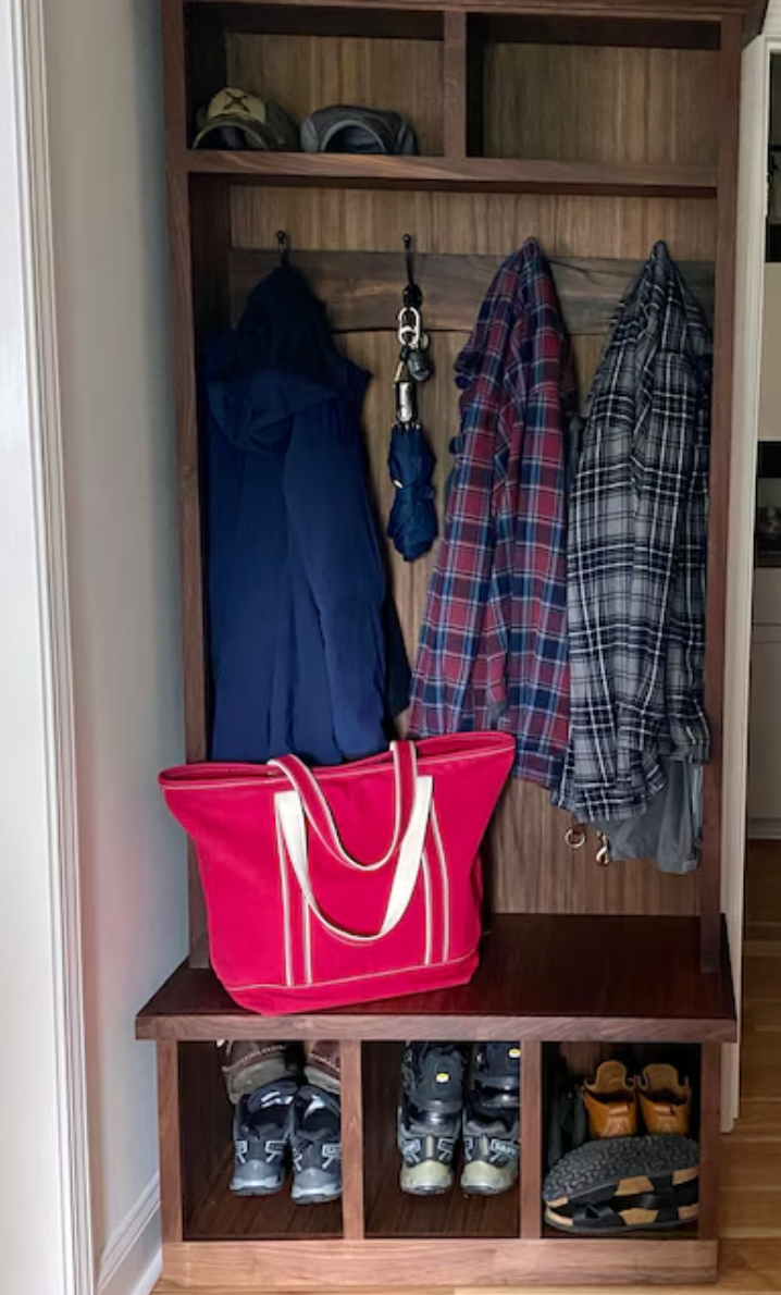 entryway_hall_tree_with_hooks_and_walnut_bench_cubby_view