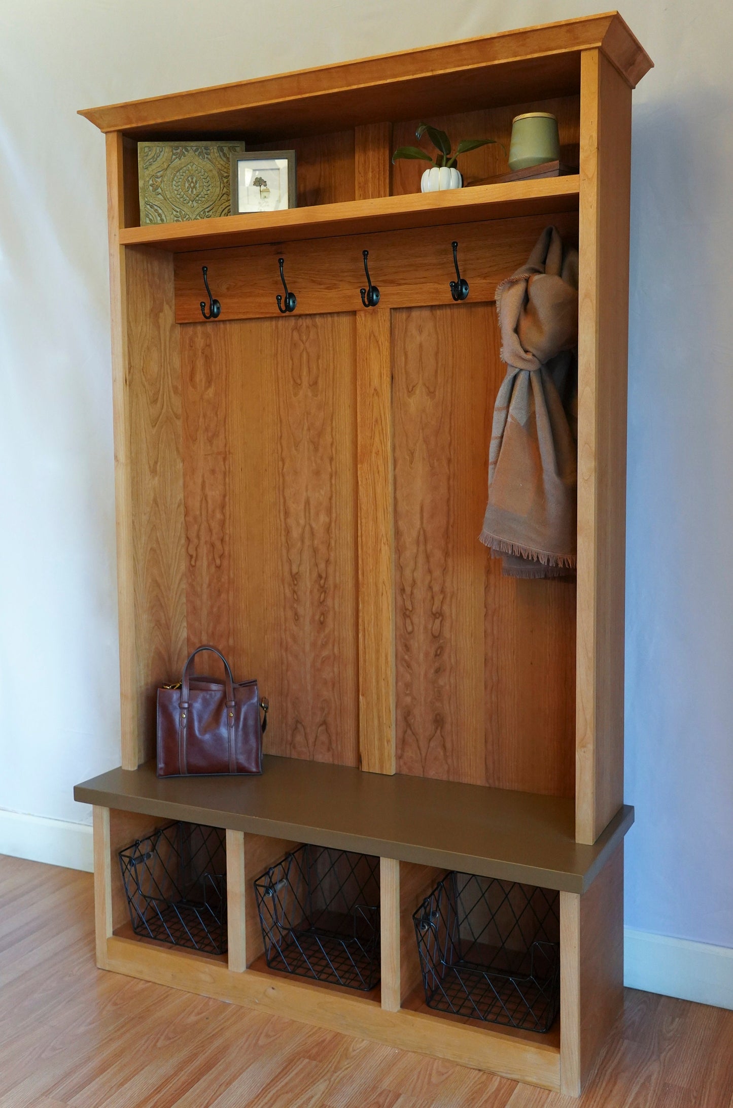Traditional Hall Tree with storage cubbies