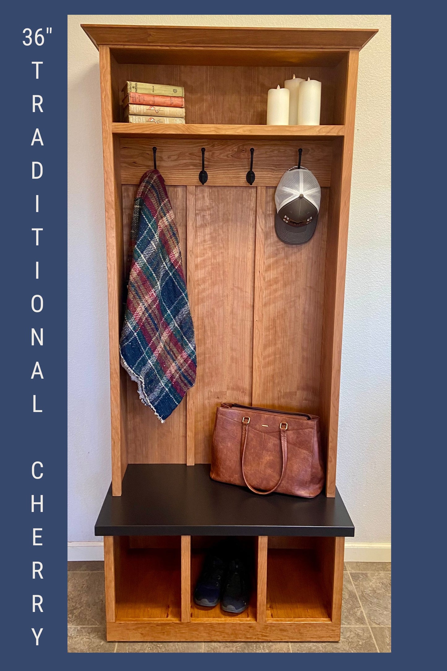 Handcrafted Wooden Hall Tree with Bench | Entryway Storage & Coat Rack