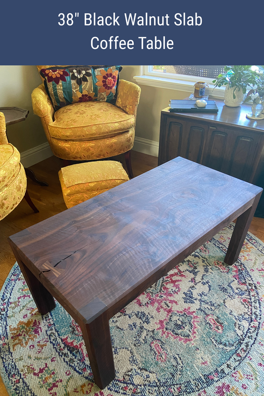 Black Walnut Slab Coffee Table with Bow Tie Inlay | Handcrafted Solid Wood Table