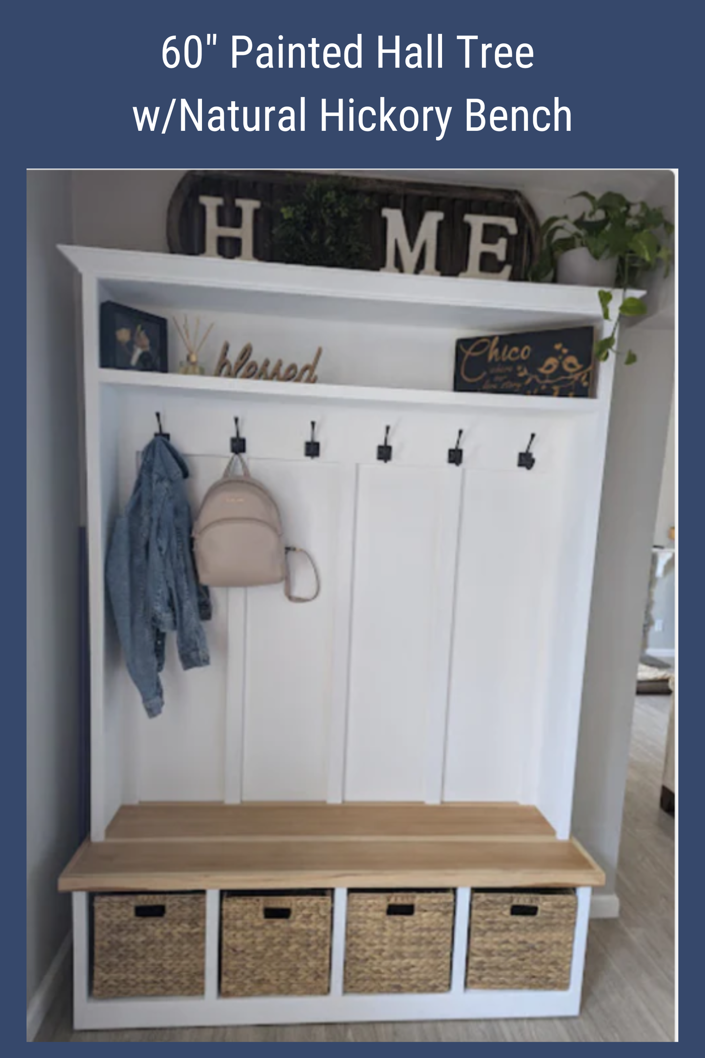 Painted Hall Tree for Entryway, Living & Mudroom