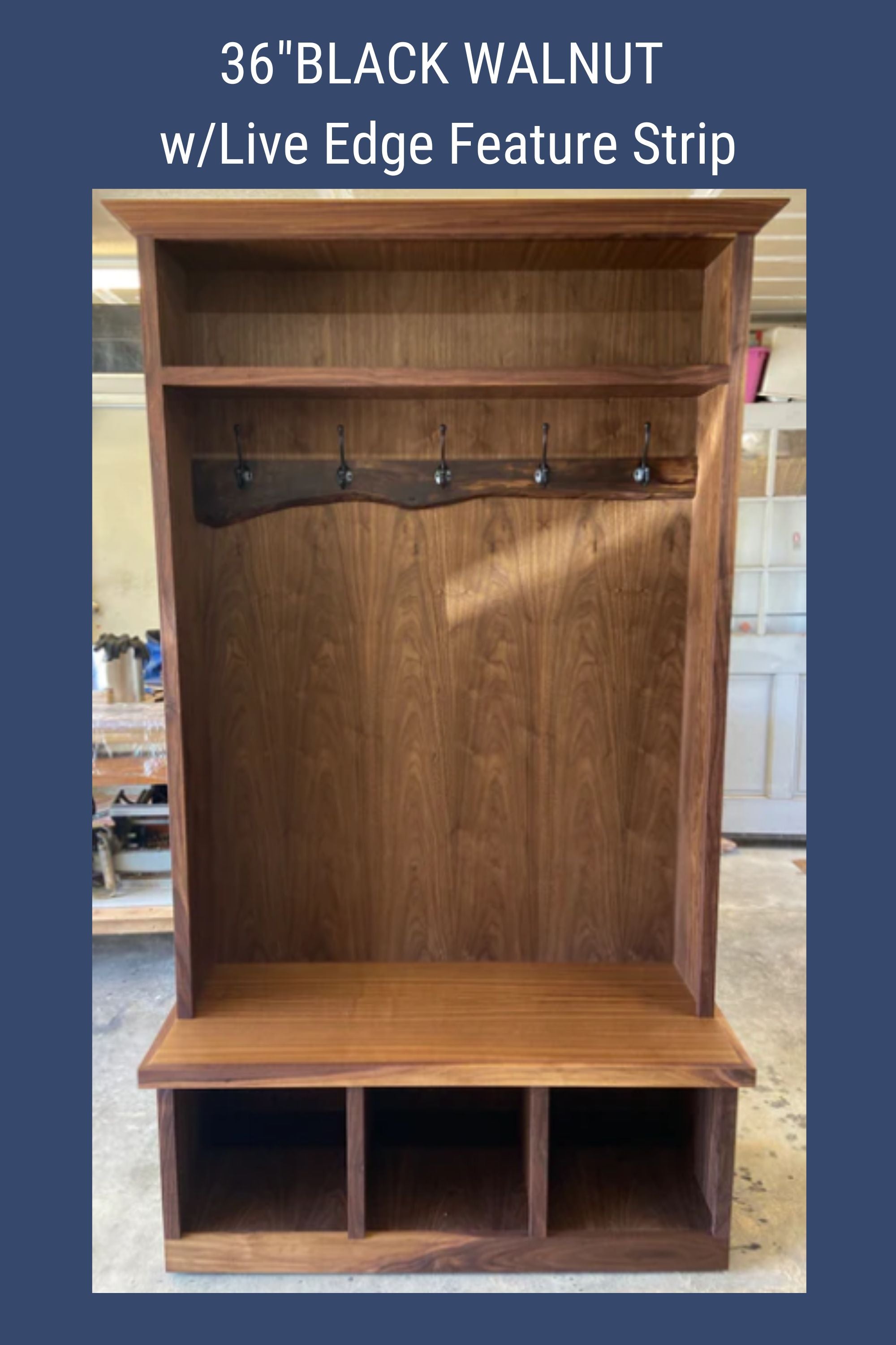 Black Walnut Wooden Coat Wall Rack & Hall Tree – North Rim Furniture