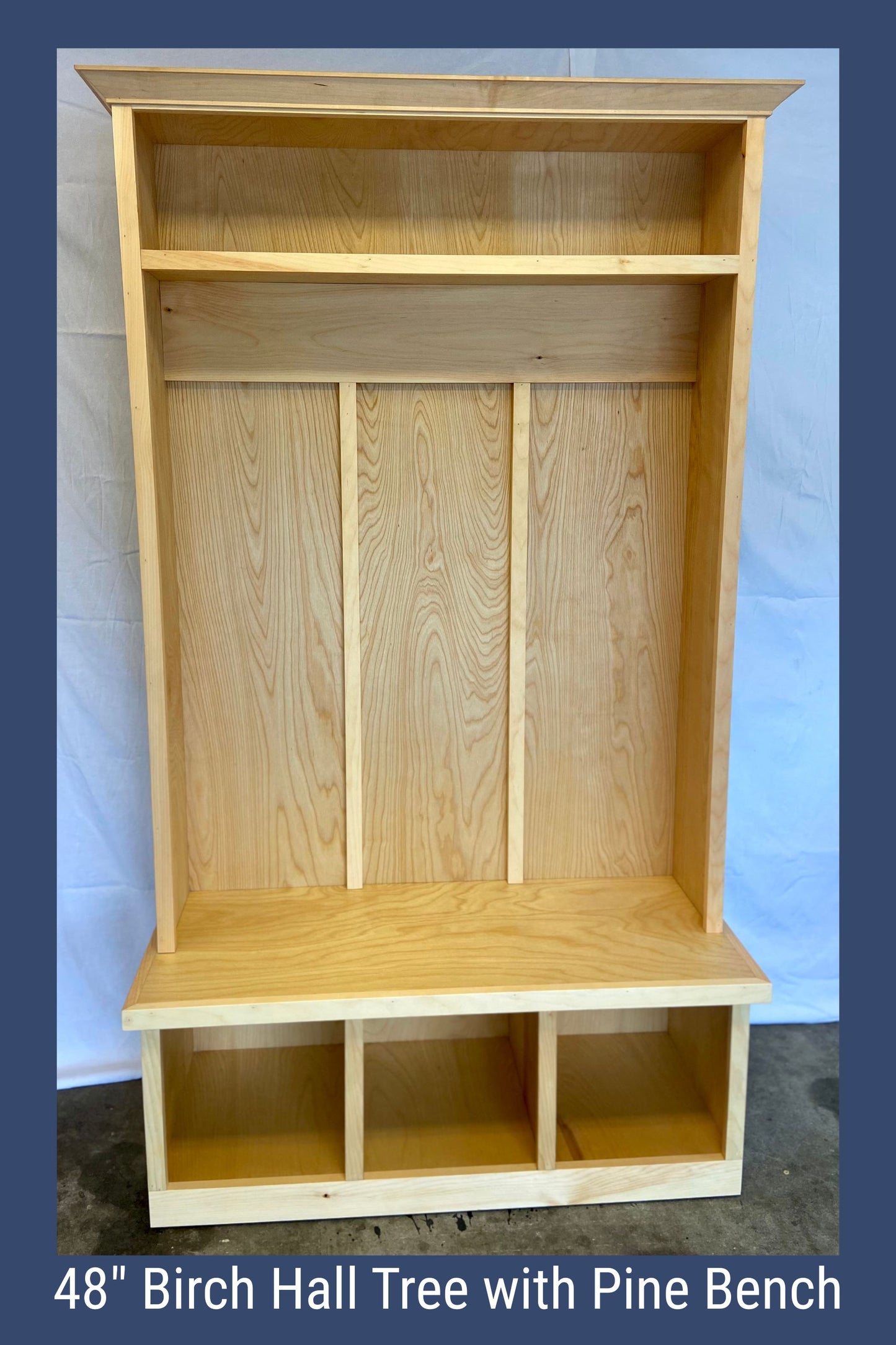 Handcrafted Wooden Hall Tree with Bench | Entryway Storage & Coat Rack