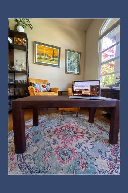 Black Walnut Slab Coffee Table with Bow Tie Inlay | Handcrafted Solid Wood Table