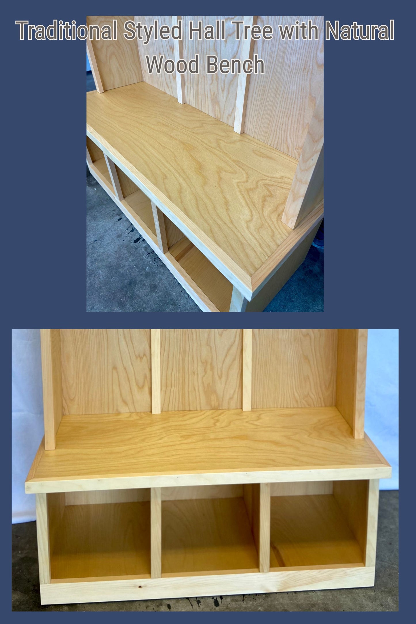 Handcrafted Wooden Hall Tree with Bench | Entryway Storage & Coat Rack