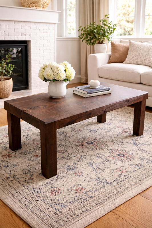 Black Walnut Slab Coffee Table with Bow Tie Inlay | Handcrafted Solid Wood Table