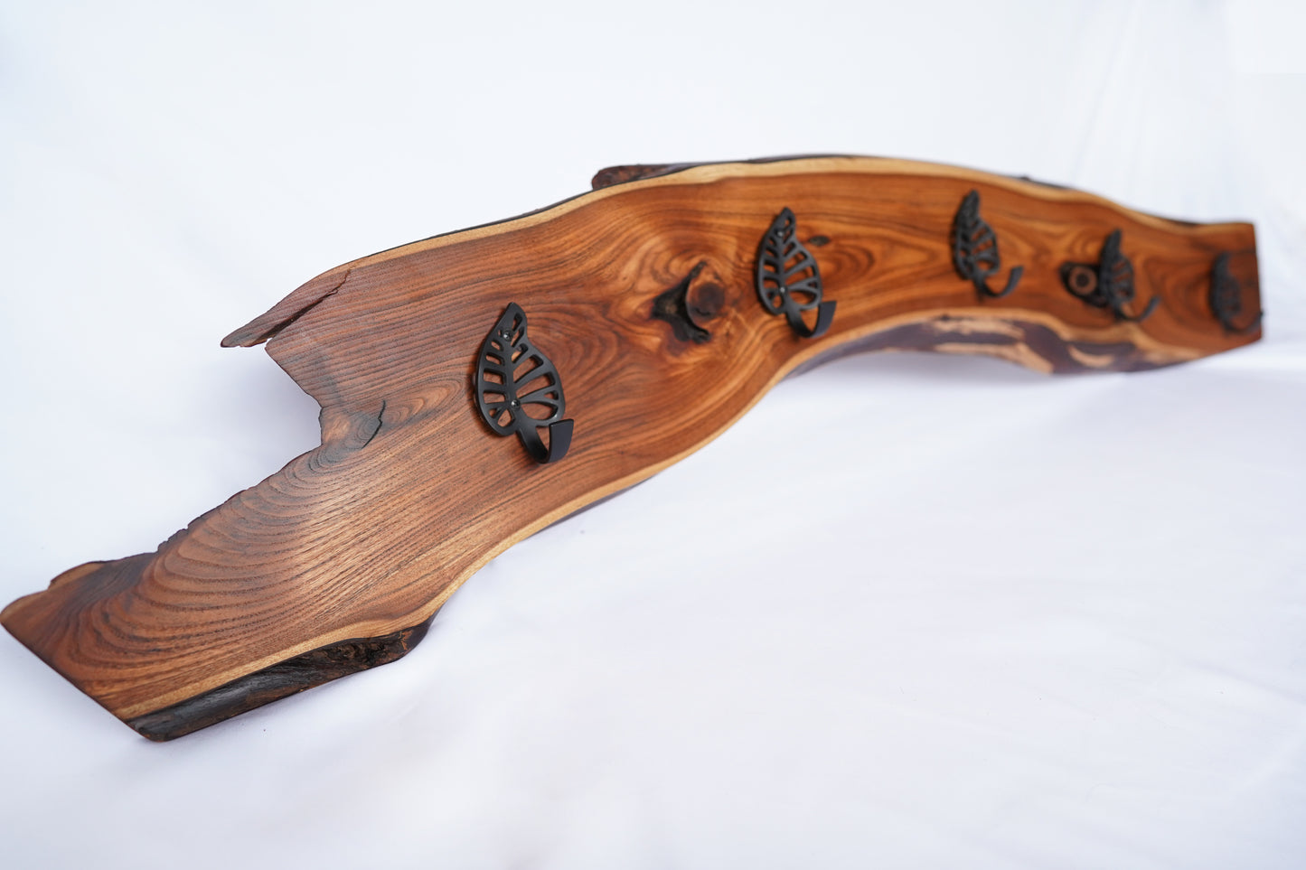 Live Edge Black Walnut Burl | Handcrafted Wall Rack | Coat, Towel, or Blanket Organizer | Mudroom to Living Room Décor