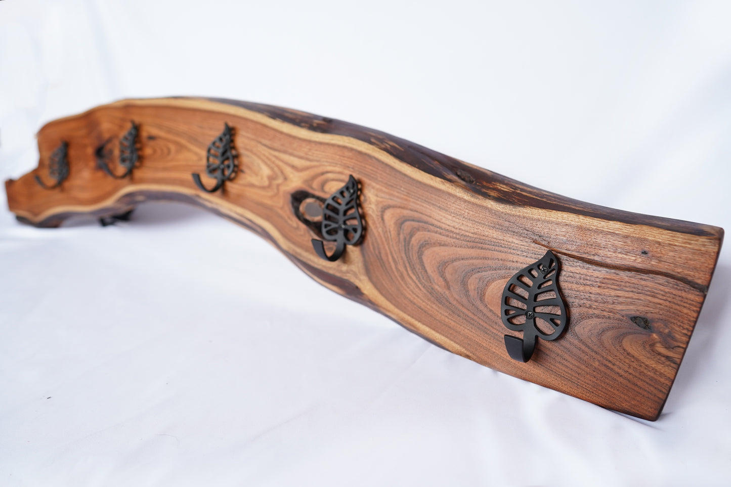 Live Edge Black Walnut Burl | Handcrafted Wall Rack | Coat, Towel, or Blanket Organizer | Mudroom to Living Room Décor