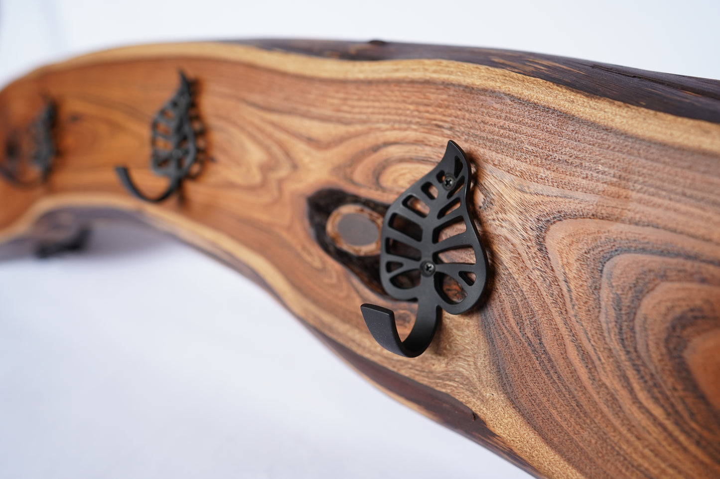 Live Edge Black Walnut Burl | Handcrafted Wall Rack | Coat, Towel, or Blanket Organizer | Mudroom to Living Room Décor
