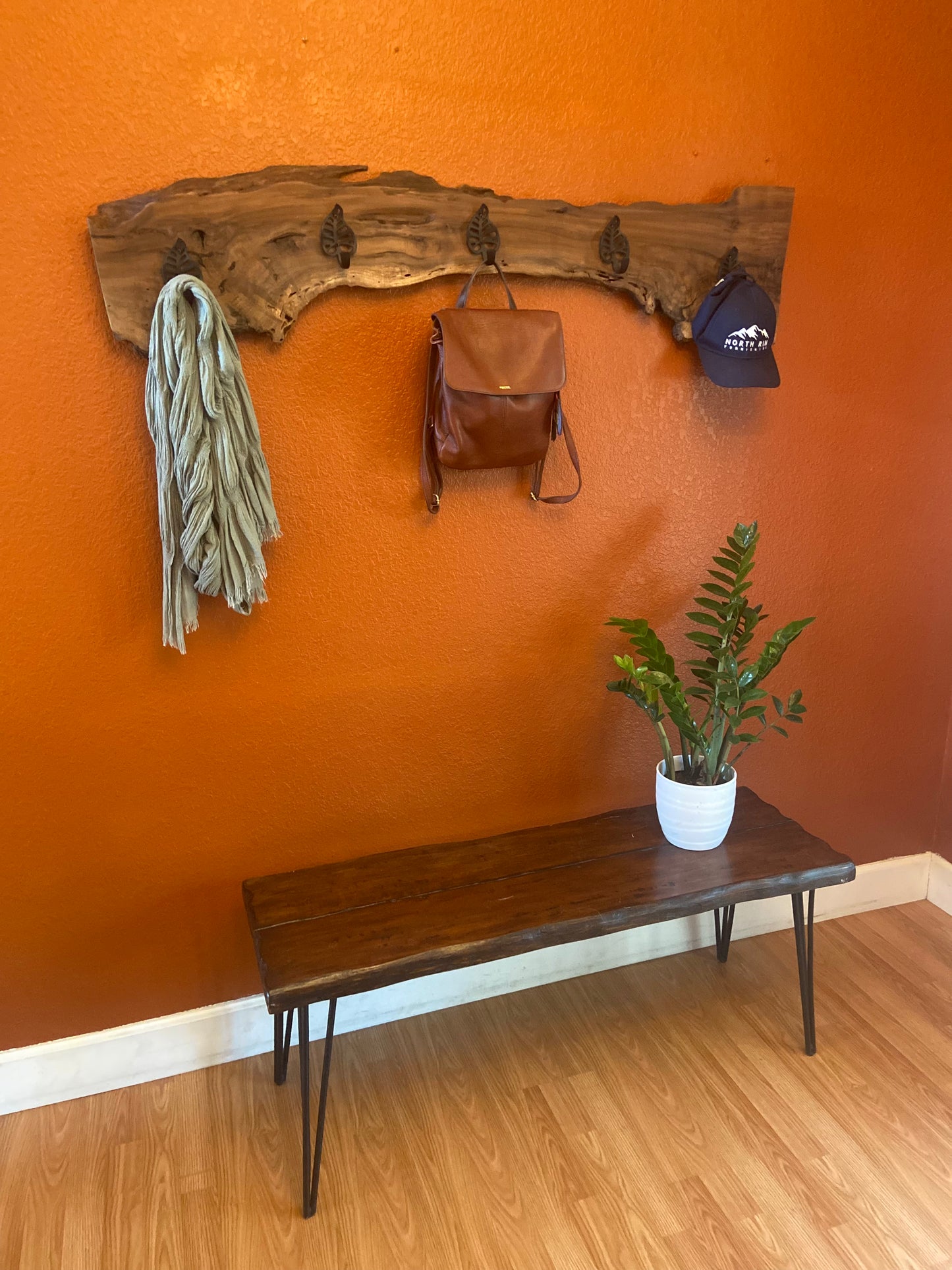 Live Edge Black Walnut Burl | Handcrafted Wall Rack | Coat, Towel, or Blanket Organizer | Mudroom to Living Room Décor