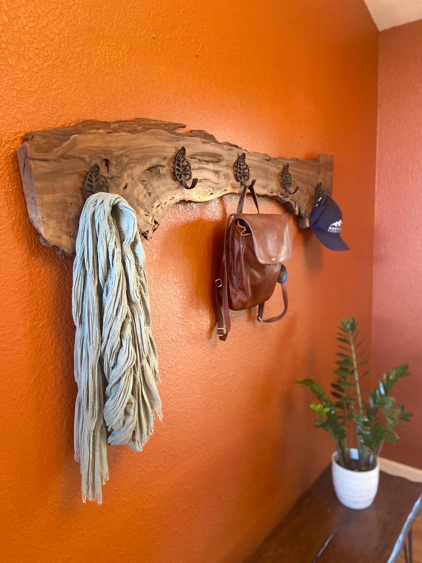 Live Edge Black Walnut Burl | Handcrafted Wall Rack | Coat, Towel, or Blanket Organizer | Mudroom to Living Room Décor