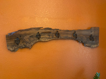 Live Edge Black Walnut Burl | Handcrafted Wall Rack | Coat, Towel, or Blanket Organizer | Mudroom to Living Room Décor