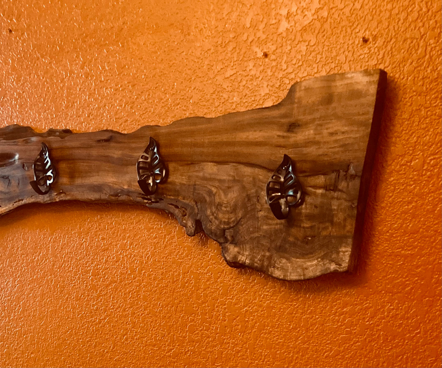 Live Edge Black Walnut Burl | Handcrafted Wall Rack | Coat, Towel, or Blanket Organizer | Mudroom to Living Room Décor