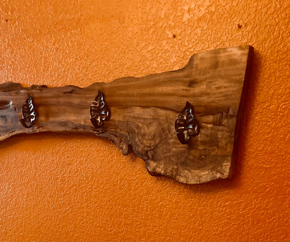 Live Edge Black Walnut Burl | Handcrafted Wall Rack | Coat, Towel, or Blanket Organizer | Mudroom to Living Room Décor