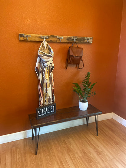 Reclaimed White Oak | Coat, Towel, Blanket Wall Hanging | Mudroom to Living Room Décor | Dragonfly Hardware | Hangers Included