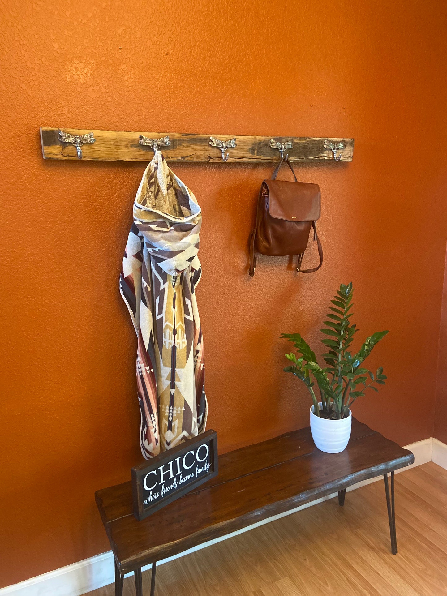 Reclaimed White Oak | Coat, Towel, Blanket Wall Hanging | Mudroom to Living Room Décor | Dragonfly Hardware | Hangers Included