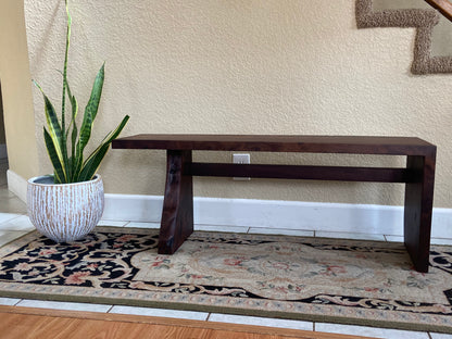 Black Walnut Waterfall Bench | Live Edge Accent | Entryway, Hall, Foyer, Bedroom, Office Furniture | One of a Kind |
