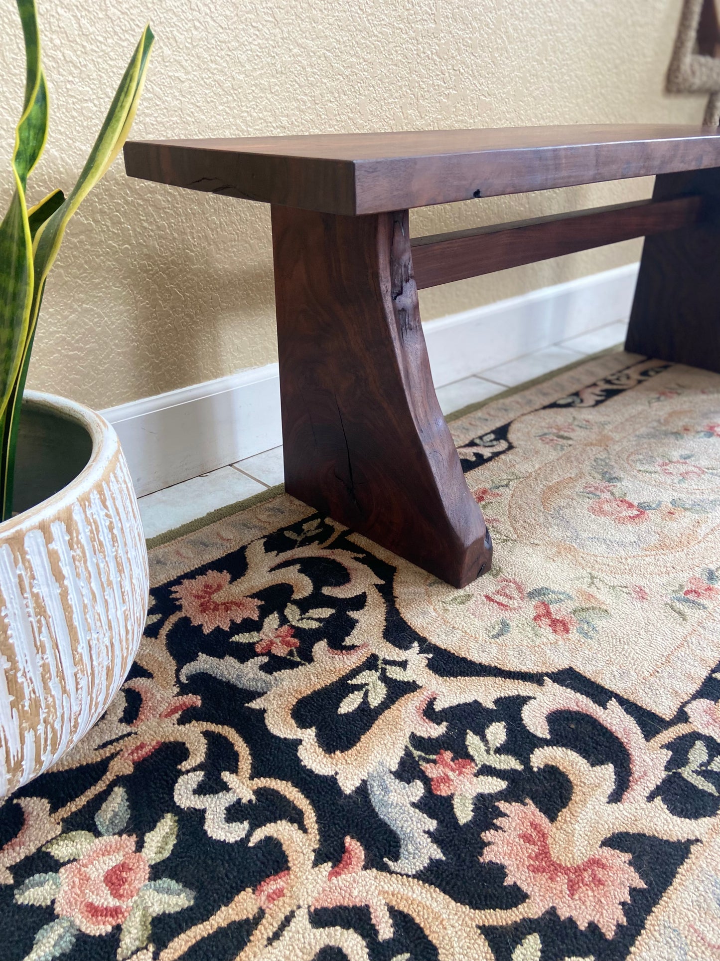 Black Walnut Waterfall Bench | Live Edge Accent | Entryway, Hall, Foyer, Bedroom, Office Furniture | One of a Kind |