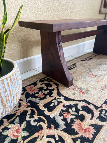 Black Walnut Waterfall Bench | Live Edge Accent | Entryway, Hall, Foyer, Bedroom, Office Furniture | One of a Kind |