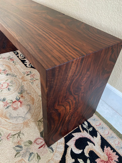 Black Walnut Waterfall Bench | Live Edge Accent | Entryway, Hall, Foyer, Bedroom, Office Furniture | One of a Kind |