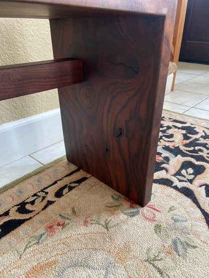 Black Walnut Waterfall Bench | Live Edge Accent | Entryway, Hall, Foyer, Bedroom, Office Furniture | One of a Kind |