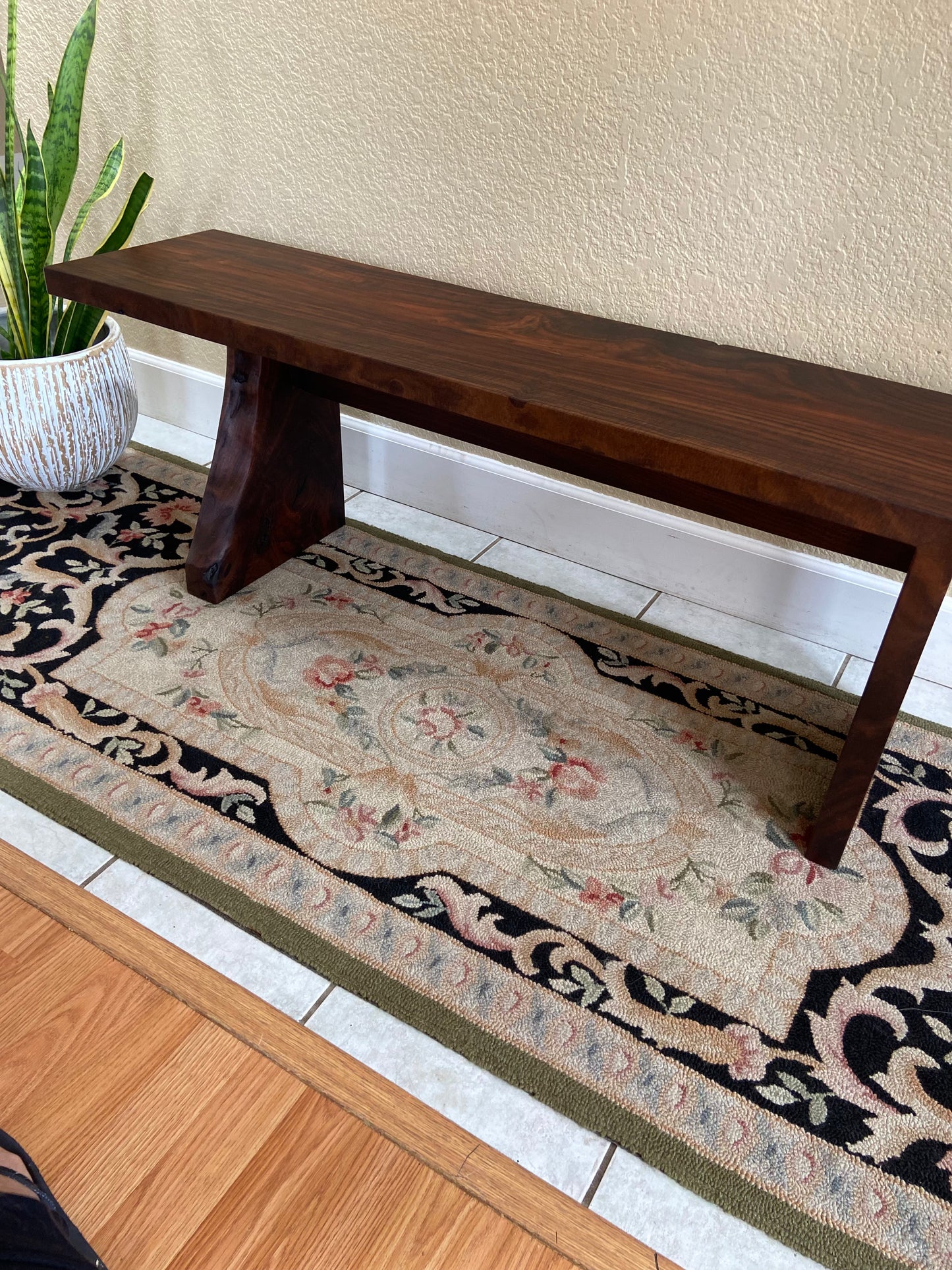 Black Walnut Waterfall Bench | Live Edge Accent | Entryway, Hall, Foyer, Bedroom, Office Furniture | One of a Kind |