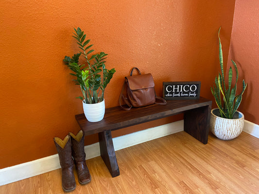 Black Walnut Waterfall Bench | Live Edge Accent | Entryway, Hall, Foyer, Bedroom, Office Furniture | One of a Kind |
