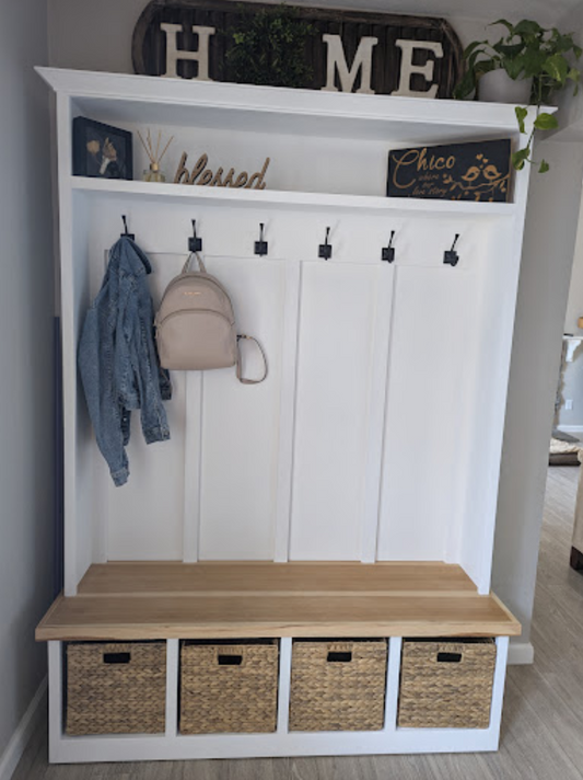 Painted Hall Tree | Mudroom, Entryway, Hall, Laundry Furniture | Multi Sizes, Storage & Lumber Options |