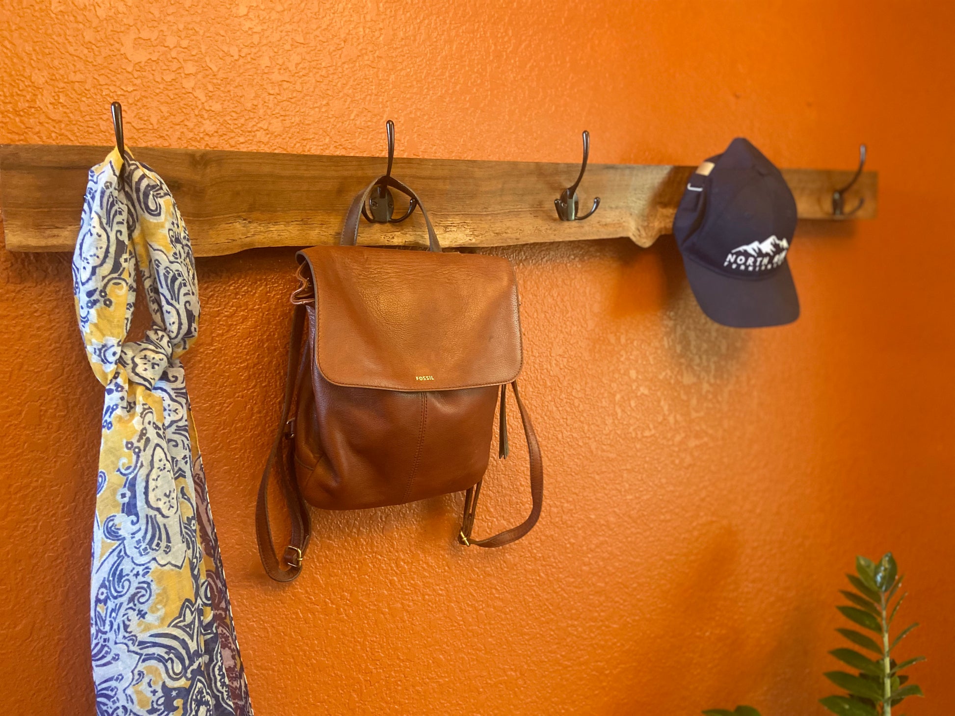 black_walnut_wall_rack_with_scarf_and_bag