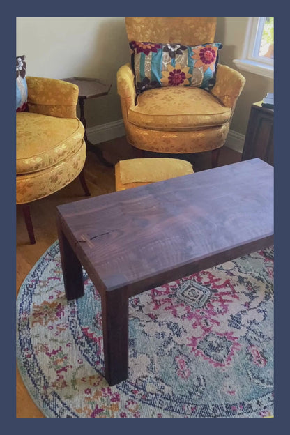 Black Walnut Slab Coffee Table with Bow Tie Inlay | Handcrafted Solid Wood Table