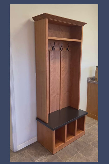 Handcrafted Wooden Hall Tree with Bench | Entryway Storage & Coat Rack